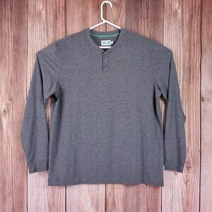 Huckberry Wellen Seawool Henley Mens Size XXL Long Sleeve Shirt Gray Stretch